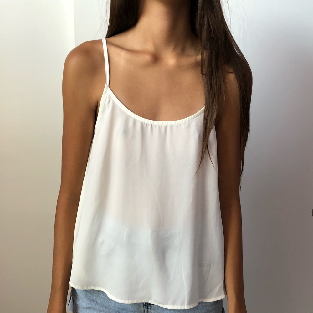 ANGL Sheer White Tank Open Back Tank Top